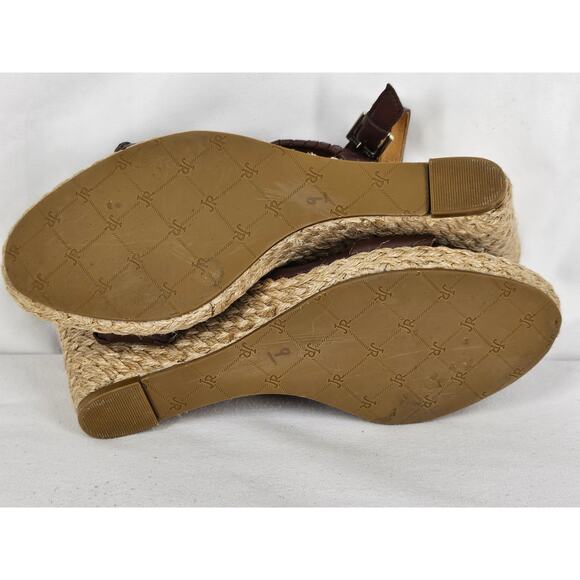 JACK ROGERS VANESSA JUTE WOMEN'S EXPRESSO BROWN LEATHER WEDGE SANDALS SIZE 9M - Picture 7 of 13